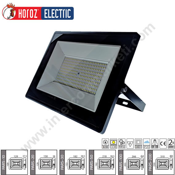 Küçük resim: Horoz Pars-200 200 Watt 6400K Beyaz Işık Smd Led Projektör