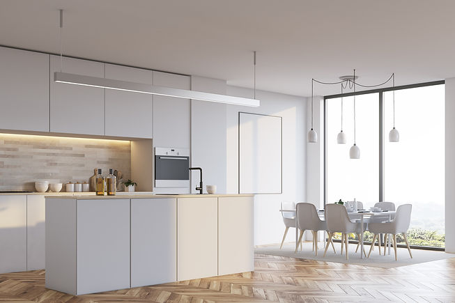 White kitchen conrer with white countert