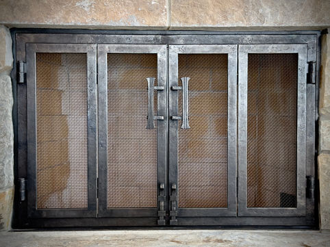 Custom metal fabrication fireplace doors hand forged blacksmith home décor
