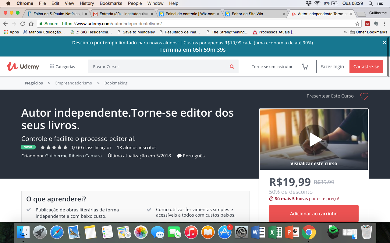Curso on line. Autor independente de livros