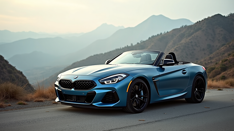 High angle view of a BMW Z4 M40i parked on a scenic overlook