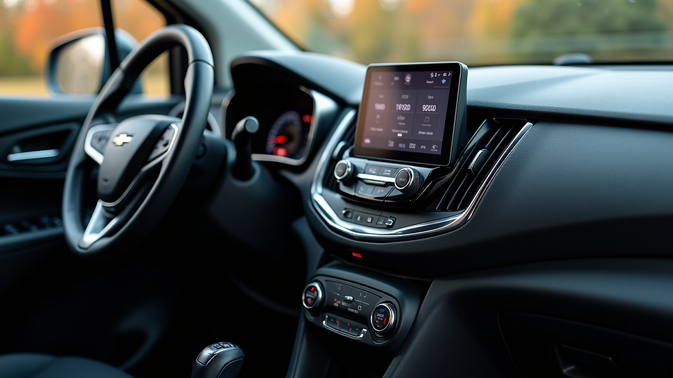 Close-up view of the 2025 Chevy Trax's dashboard with advanced infotainment system