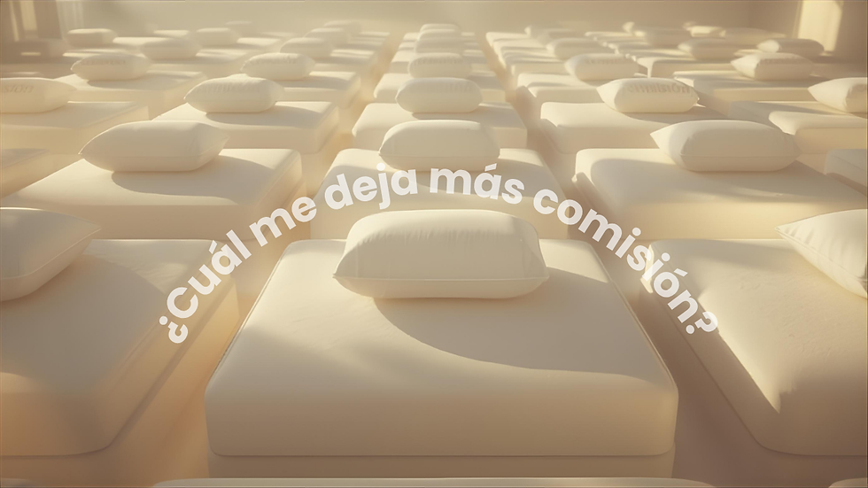 imagen de varios colchones con la pregunta: ¿cual me deja mas comision?