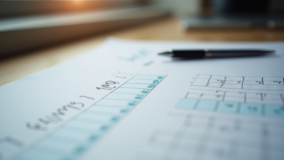 Close-up view of a calendar and checklist on a table