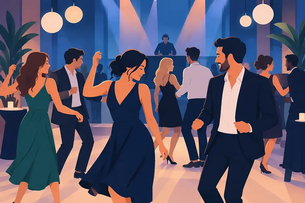 Volwassen publiek evenementvoorbeeld voor de dansvloer