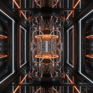 An AI generated photograph of a futuristic quantum computer (EvolPulse).