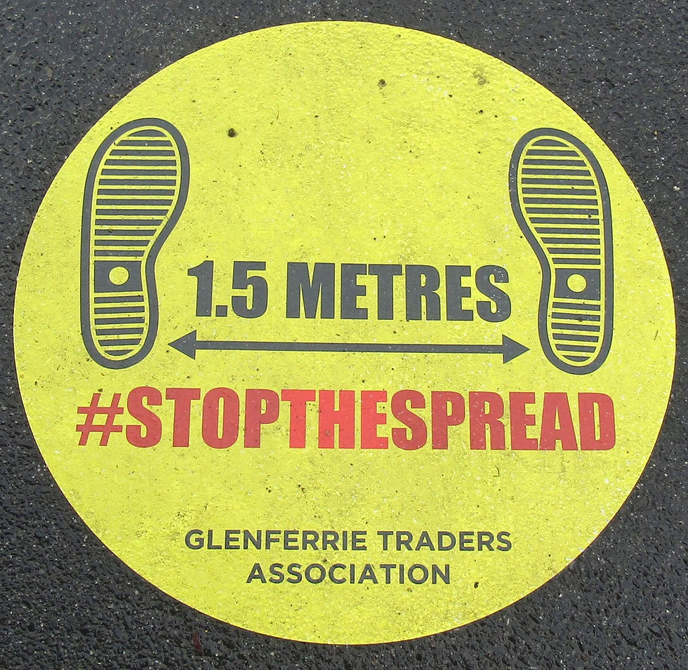 Social distancing stickers by the City of Boroondara made available for traders associations.