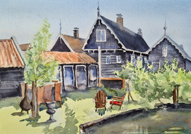 Zaanse Schans cottage garden in spring