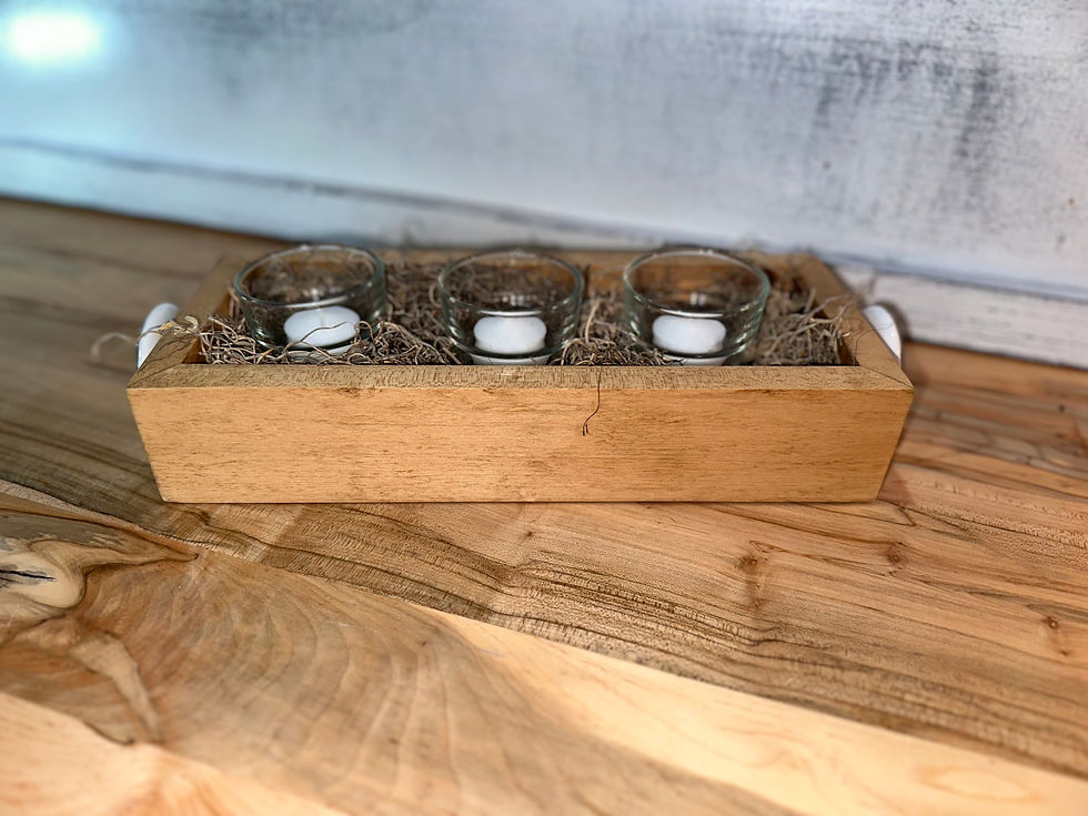 Thumbnail: Handcrafted Wood Tealight Centerpiece Tray