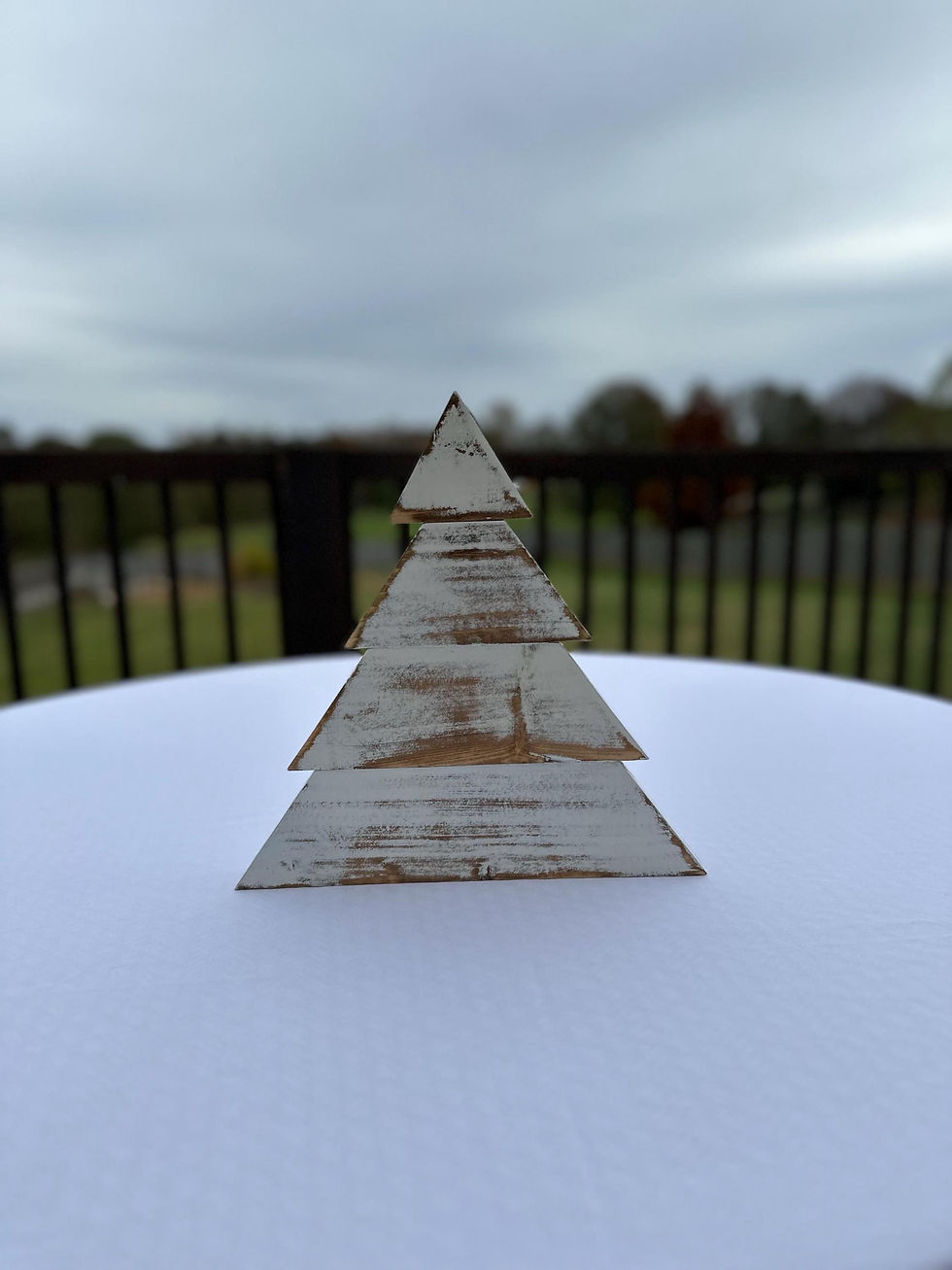 Thumbnail: Handmade Wooden Xmas Trees - Reclaimed Wood Tabletop Trees in White Green Brown 