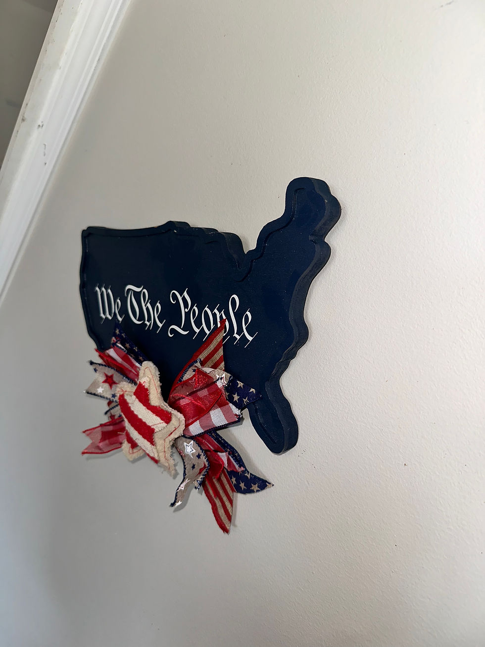 Thumbnail: Handcrafted “We The People” USA Shape Wood Wall Sign