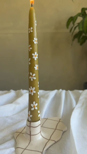 Miniatura: Dúo vela cera de abeja margarita 