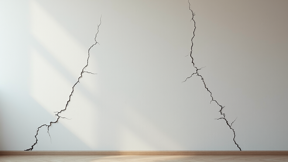 Close-up view of a cracked drywall surface before repair