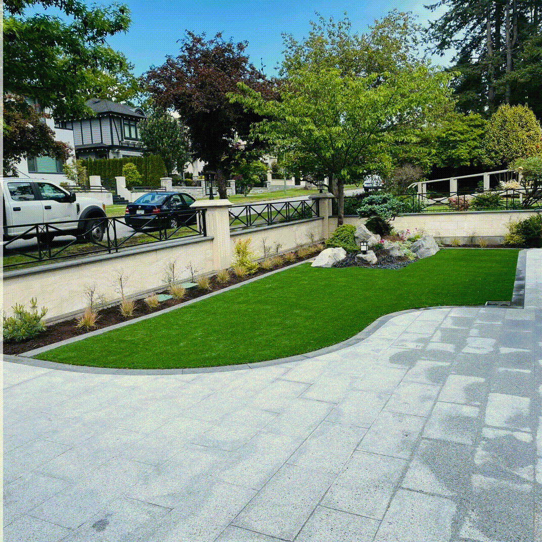 GIF of before and after video of artificial turf before and after