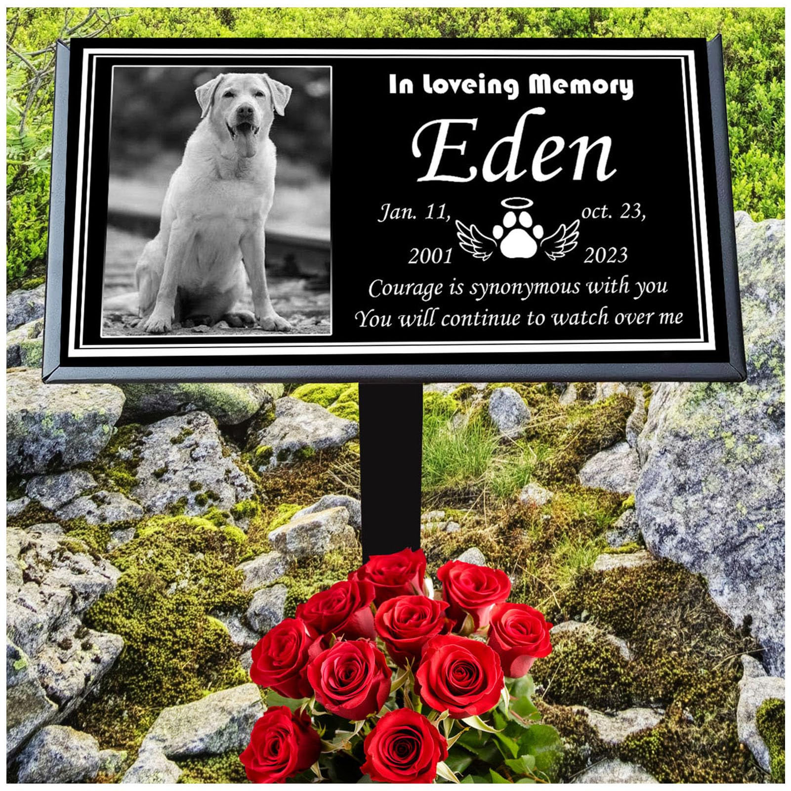ENZUO Pet Memorial Stones for Dogs & Cats Personalized Dog Memorial Plaques for