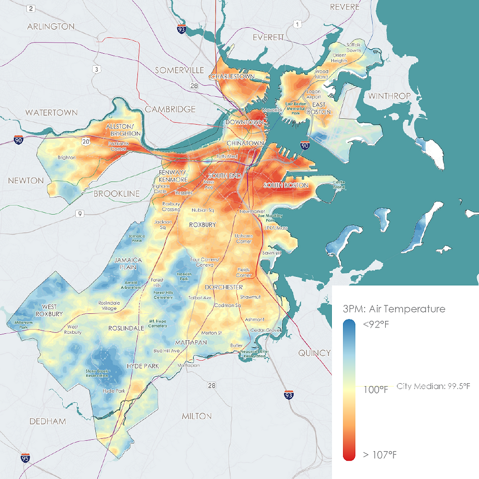 Daytime air temperature map by boston.gov