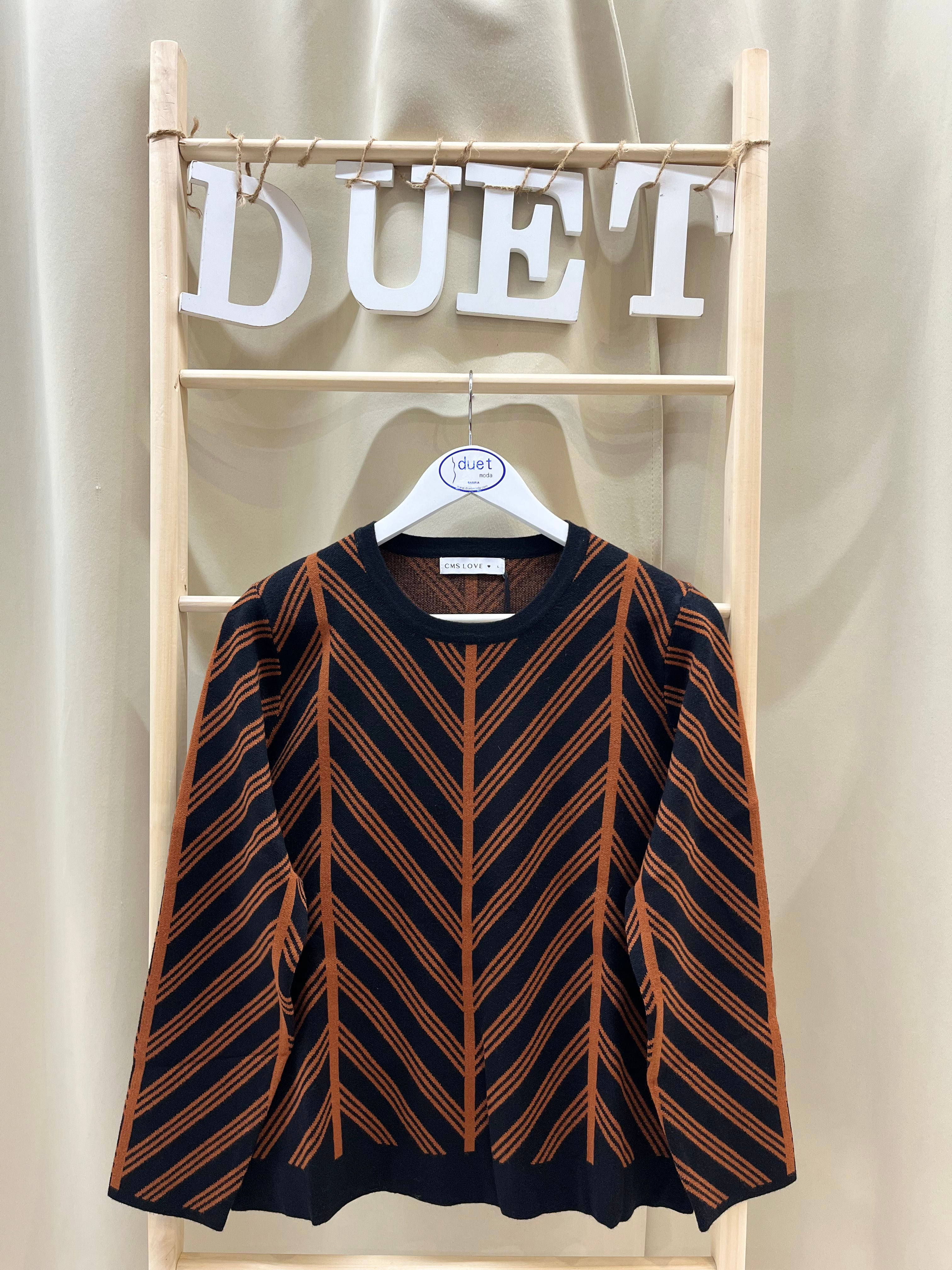 Jersey negro espiga camel 
