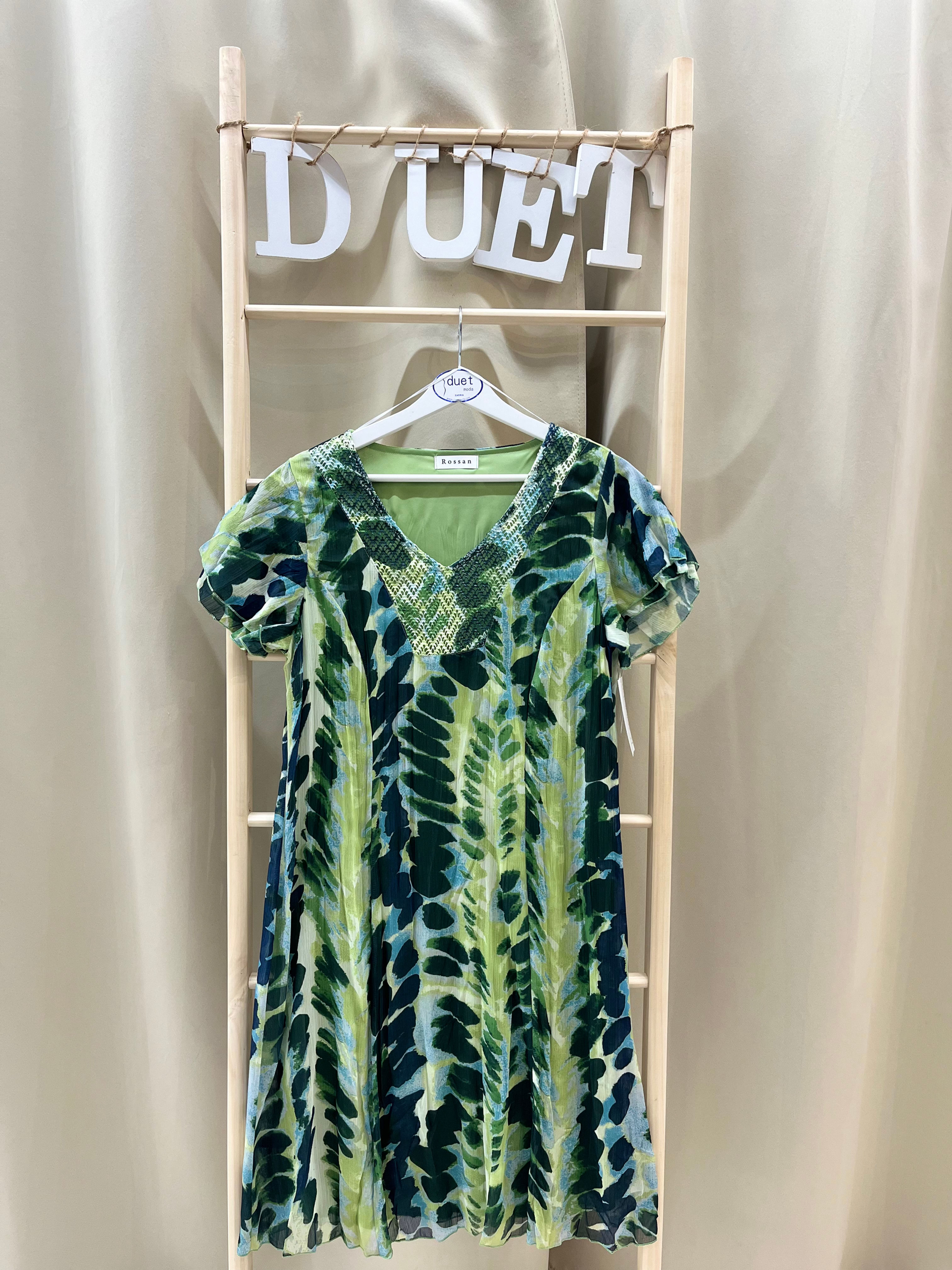 Vestido estampado pistacho Rossan 