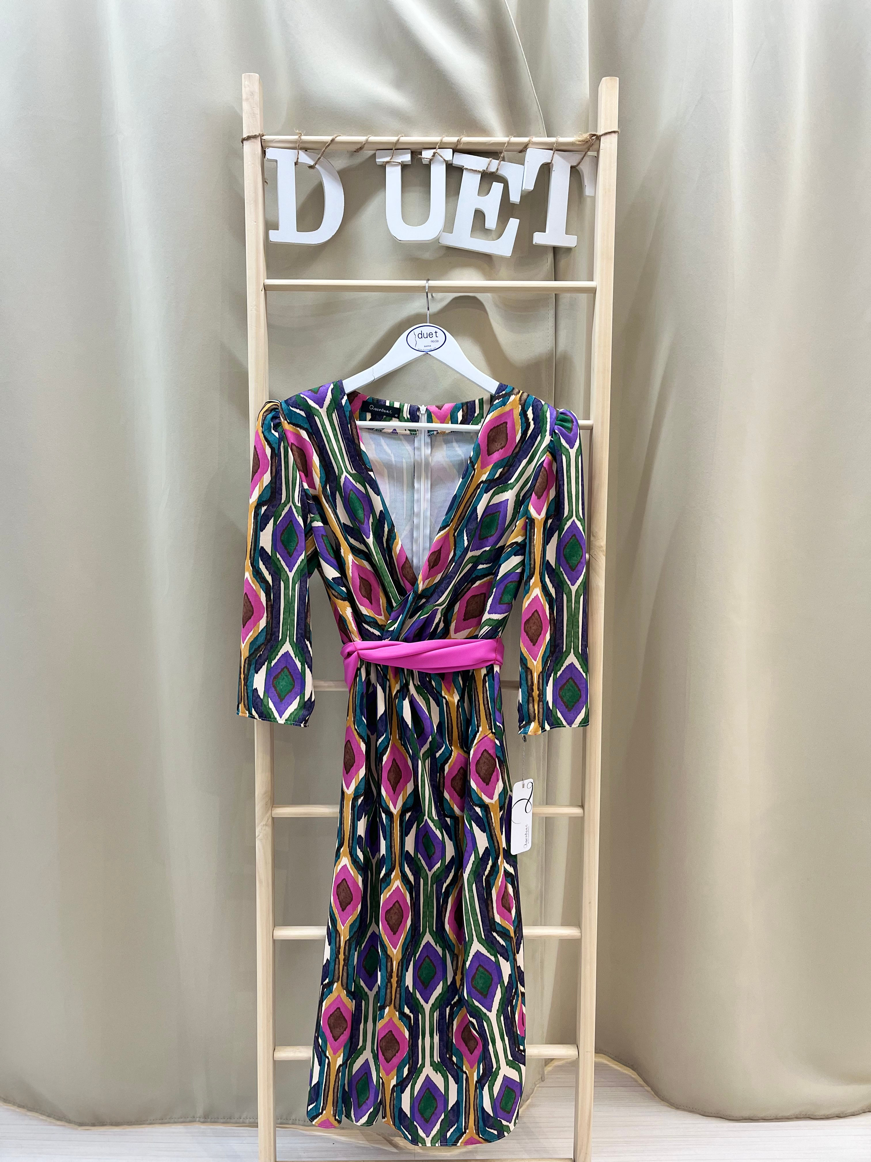 Vestido midi estampado multicolor 