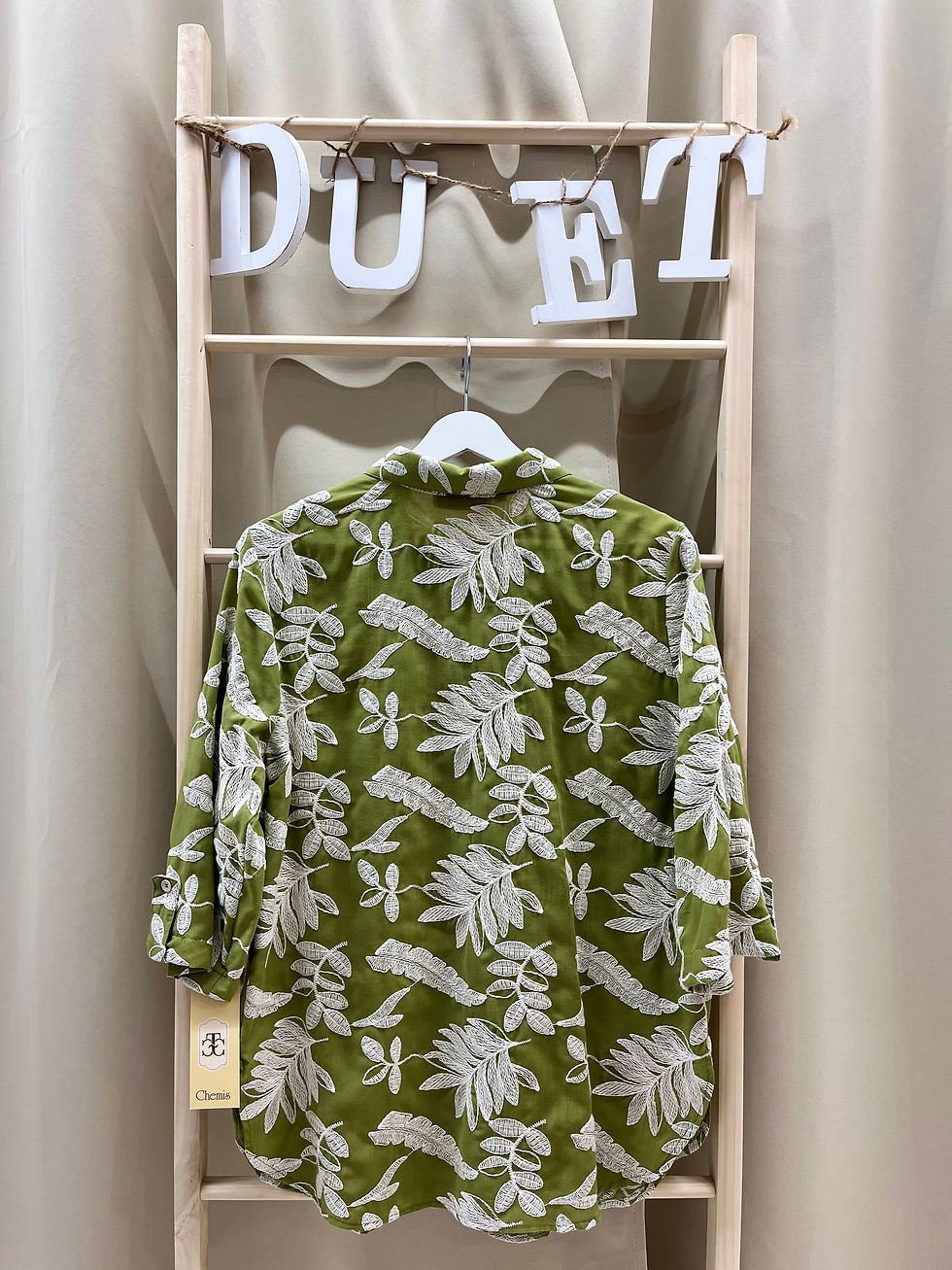 Miniatura: Camisa Dona verde hojas 