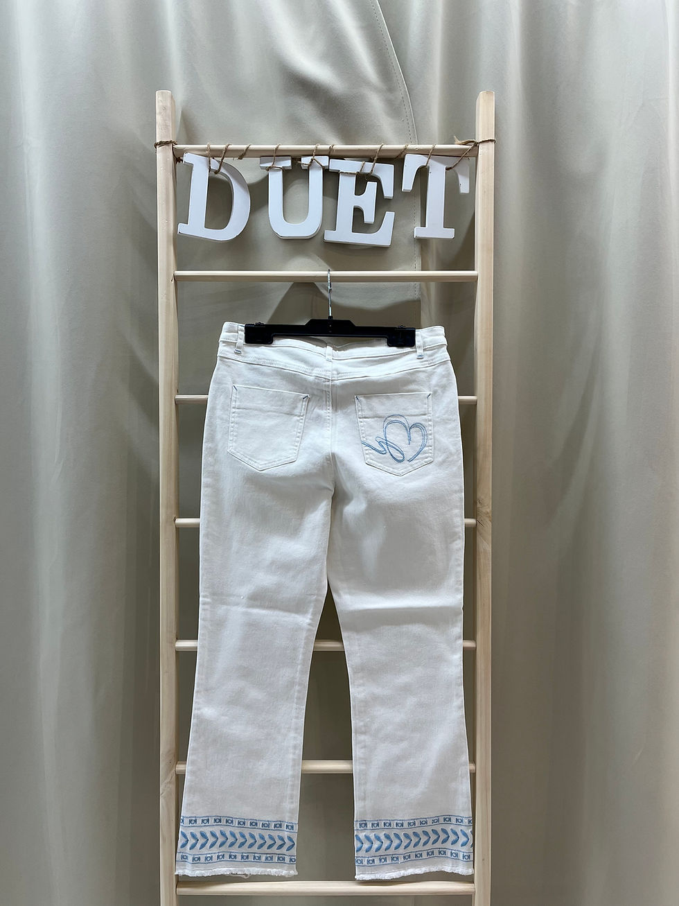 Miniatura: Pantalón blanco bordado Merletti 