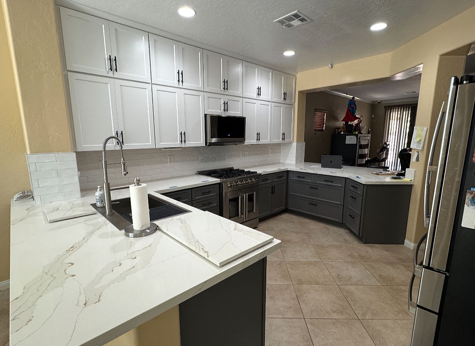 Modern kitchen cabinet installation and refacing Las Vegas.