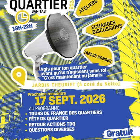 LA PROCHAINE TABLE DE QUARTIER JEUDI 17 SEPTEMBRE A 18H