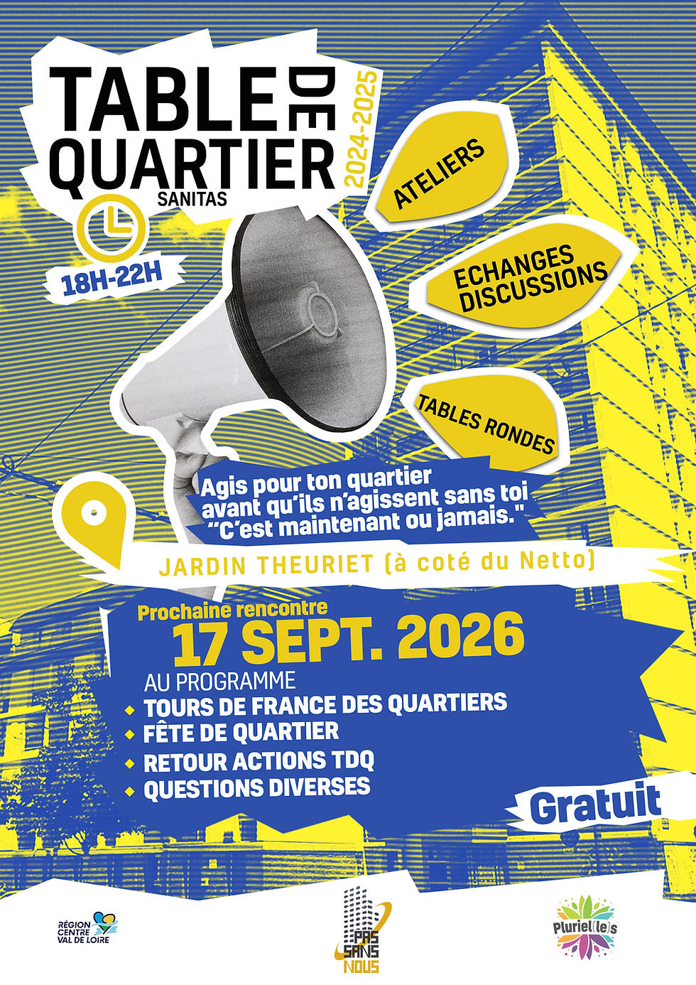LA PROCHAINE TABLE DE QUARTIER JEUDI 17 SEPTEMBRE A 18H