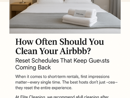 Clean Airbnb bedroom with fresh linens and a welcome card on the bed.