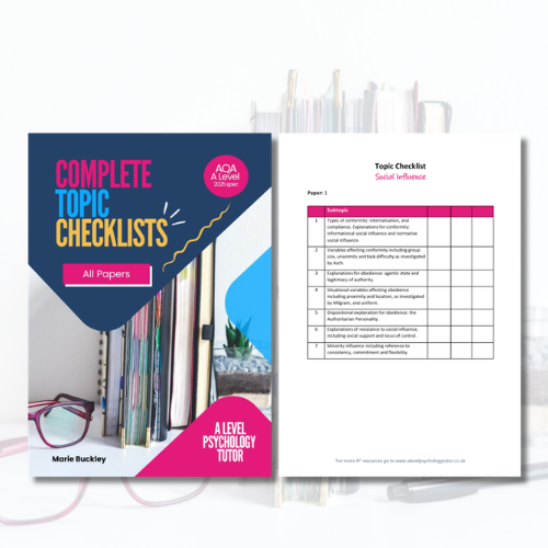 AQA A Level Psychology Topic Checklists