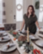 Dining table set with pumpkins for the fall season.