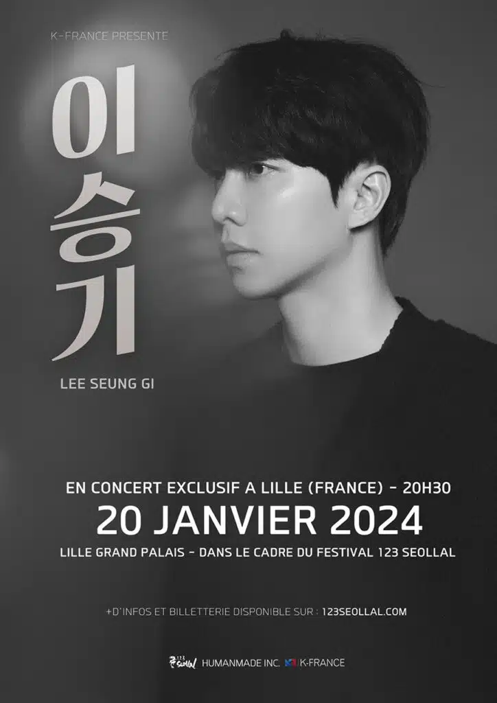 Affiche du concert de Lee Seung-Gi au festival coréen 1 2 3 Seollal à Lille