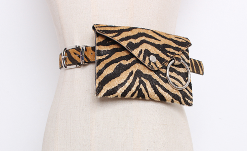 Miniatura: Print mujeres cinturón ancho PU cuero Mini bolsillos cintura cinturón moda Stree