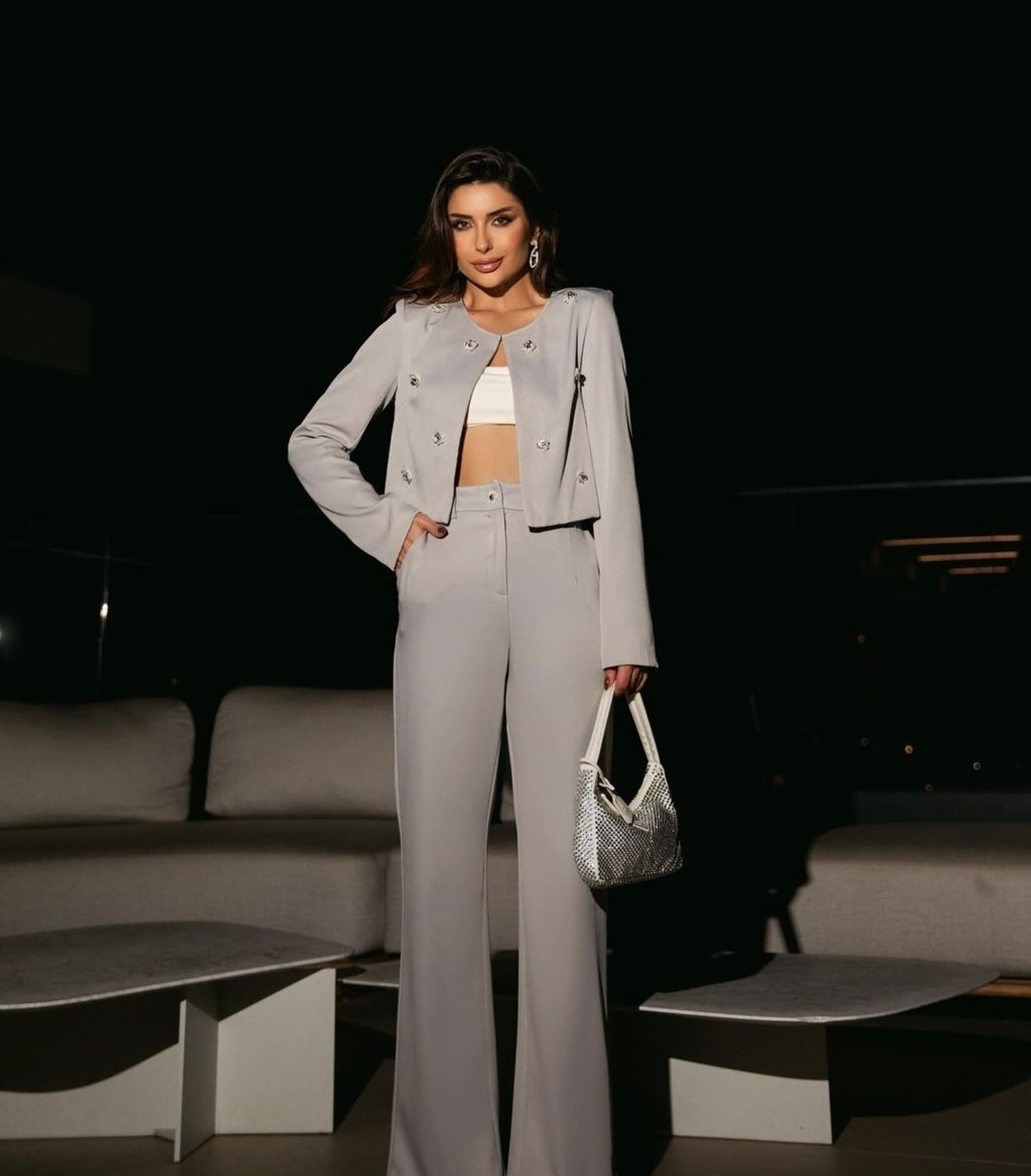 Conjunto Alfaiataria  Green com Pedraria 