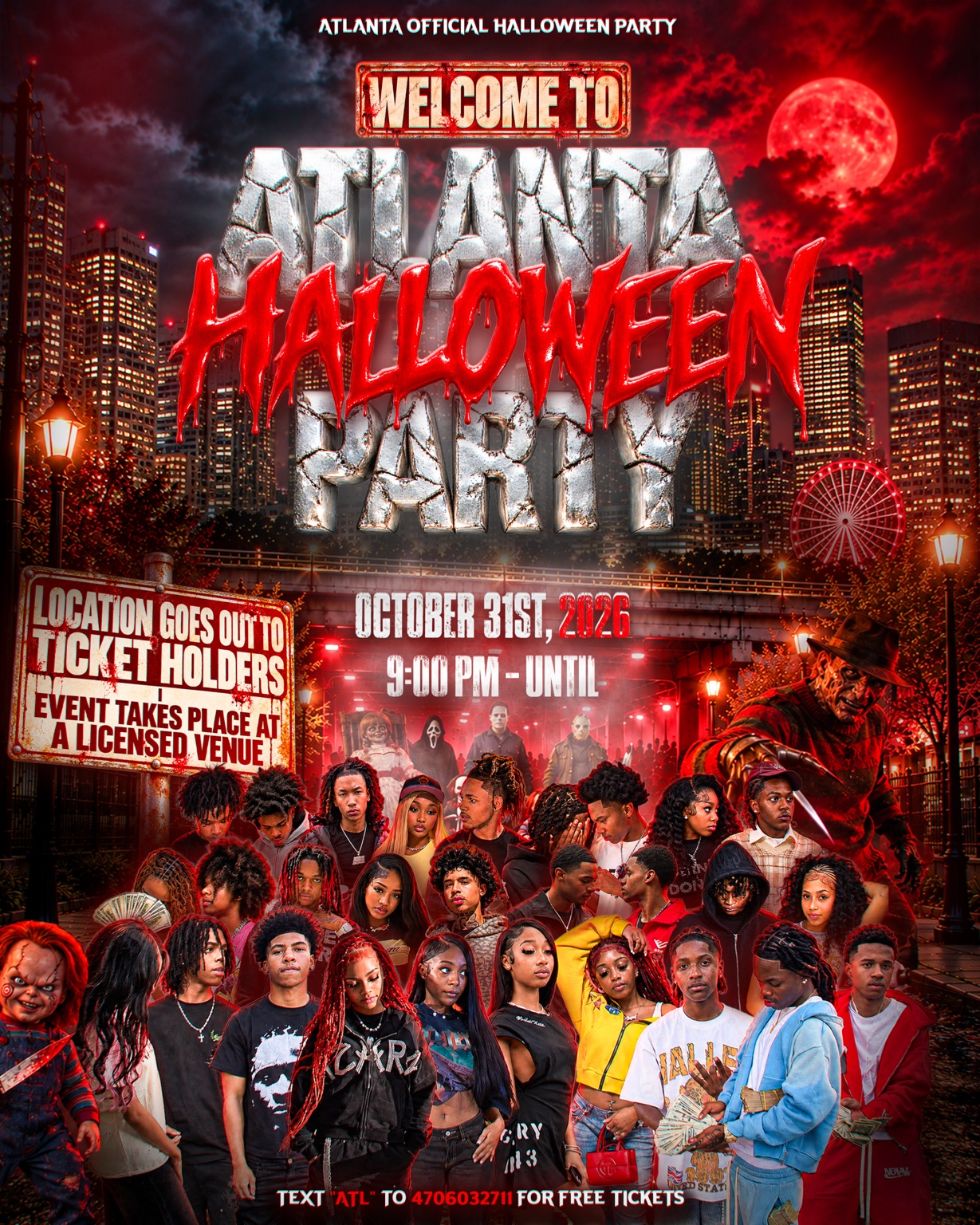 Atlanta Halloween Party flyer, October 31, 2026, 9 PM