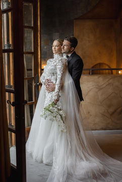 Romantic indoor wedding portrait at Villa Loriana in San Luis Obispo with warm estate lighting.