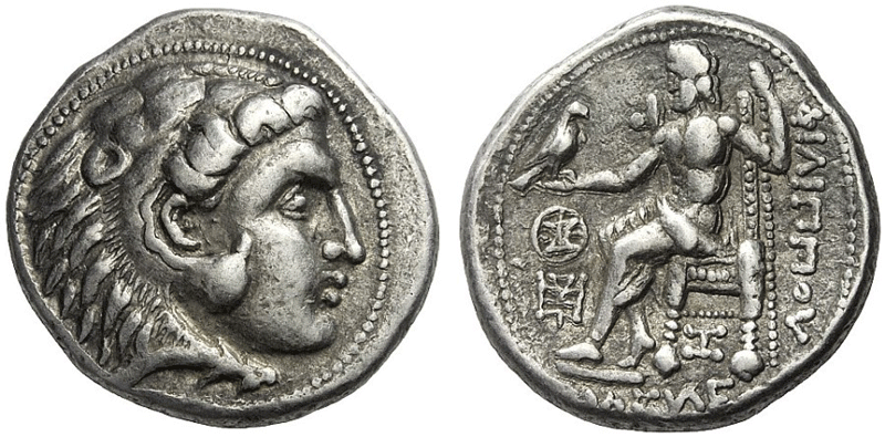 Tetradrachme, im Namen und Typus des Philippos III. Arrhidaios, frühes 3. Jh. v. Chr., Slg. Lanz 899; Quelle: Lanz, Auktion 158, Nr. 4