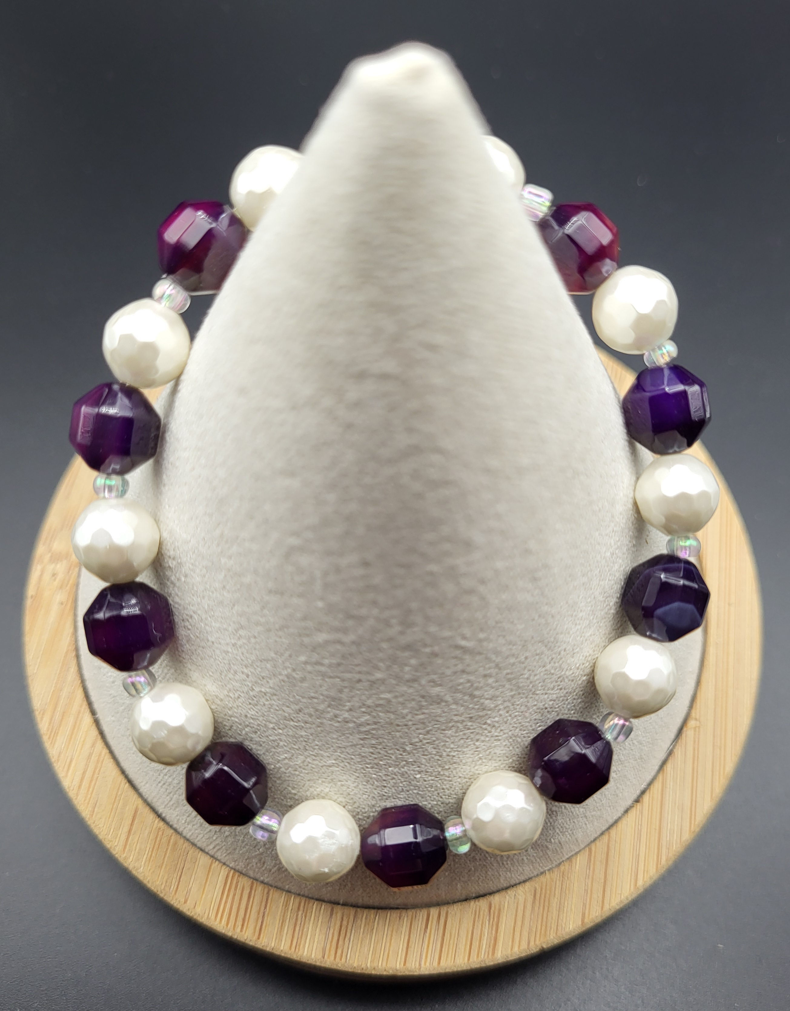 Pearl and Purple Agate Bracelet