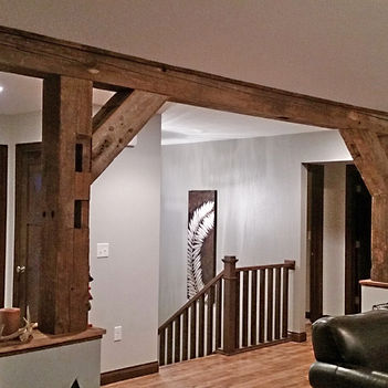 Barn Beams and Corner Bracing Over Stairway