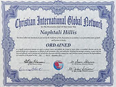Naphtali Certificate of Ordination Picture