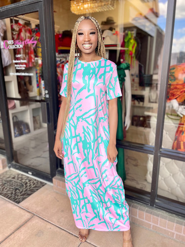 slim fit dress slacks Frances Valentine Pink and Green Floral Cotton Maxi Dress sz 10 l Michael's  Luxury Consignment  Michael's Consignment NYC