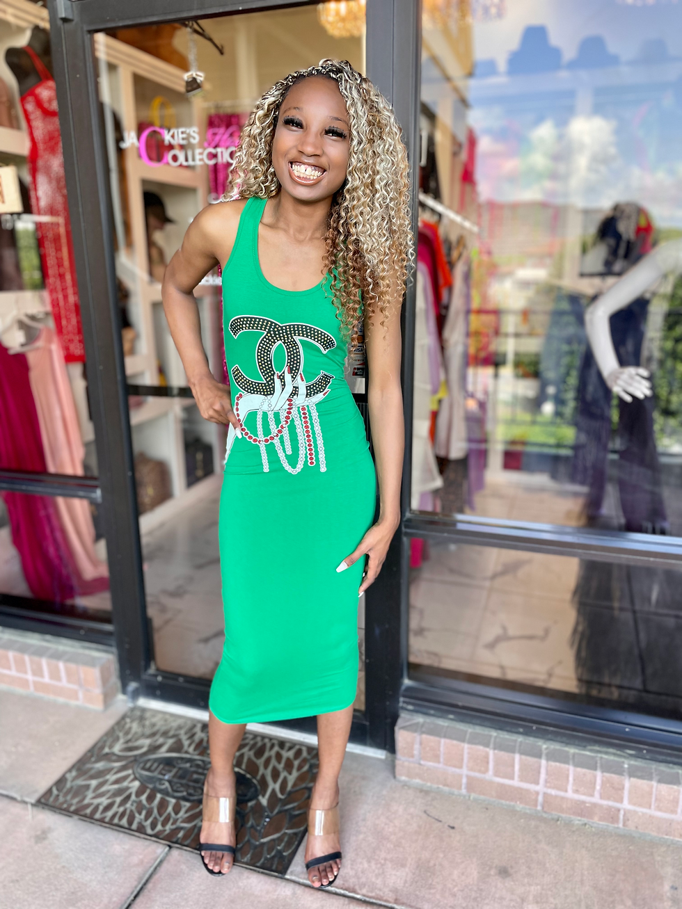 Green Print Dress
