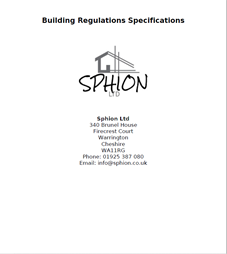 Building Regulations Specifications and Detailed Drawings