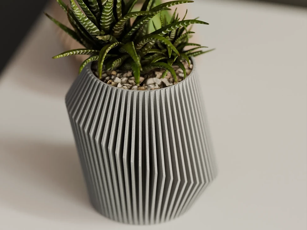 3D printed mini planter with a ribbed external texture