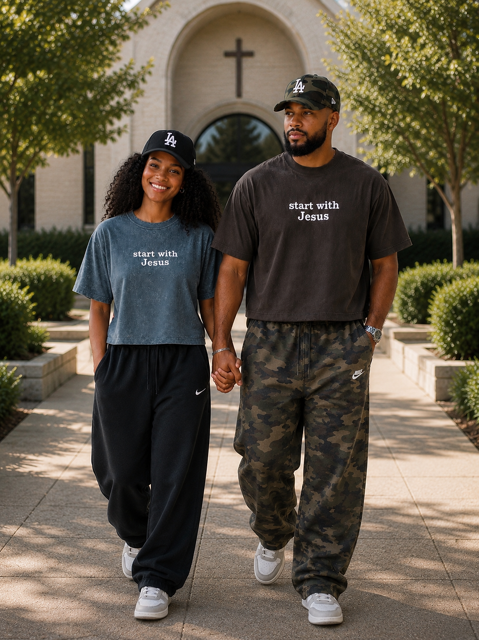 Thumbnail: Start with Jesus | OVERSIZED STONE CROPPED TEE