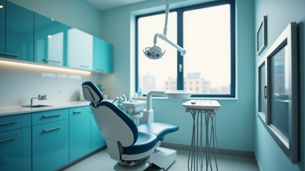Eye-level view of a modern dental clinic treatment room