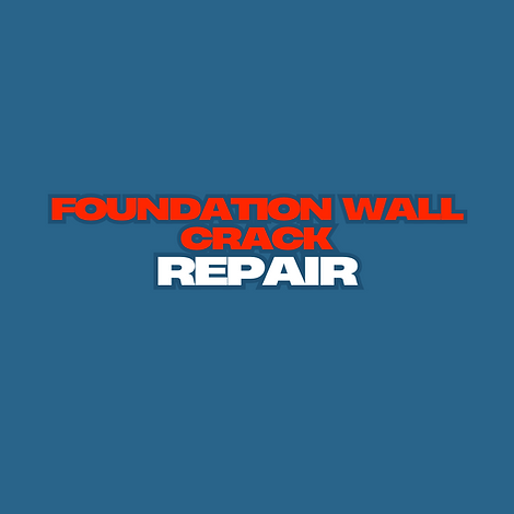 Graphic with the text 'Foundation Wall Crack Repair' in bold red and white letters on a blue background, linking to before and after photos of waterproofing and foundation repair projects.
