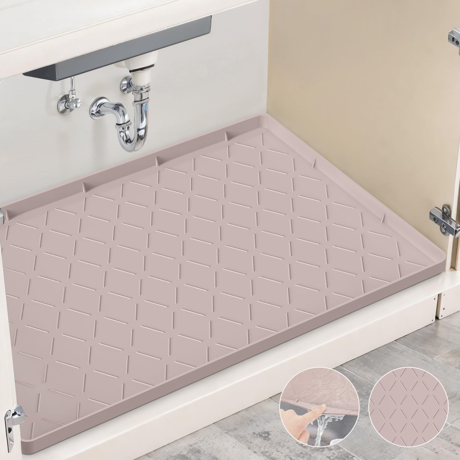 Ruinovate 31" x 22" Under Sink Mat for Kitchen Waterproof Sink Protectors for Ki