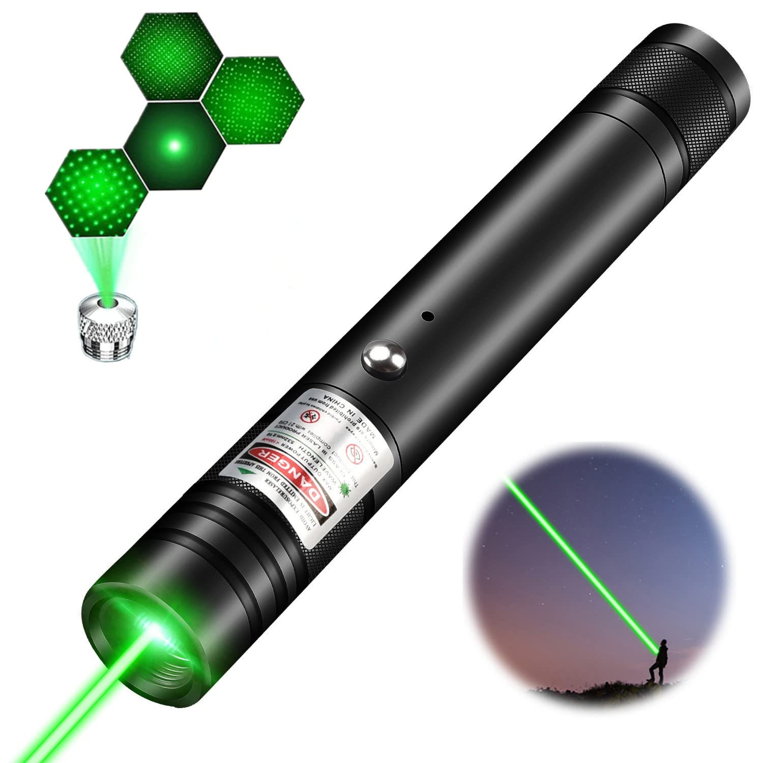 FUIIKEEM Flashlight with Green Laser Pointer Rechargeable Laser Pointer High Pow