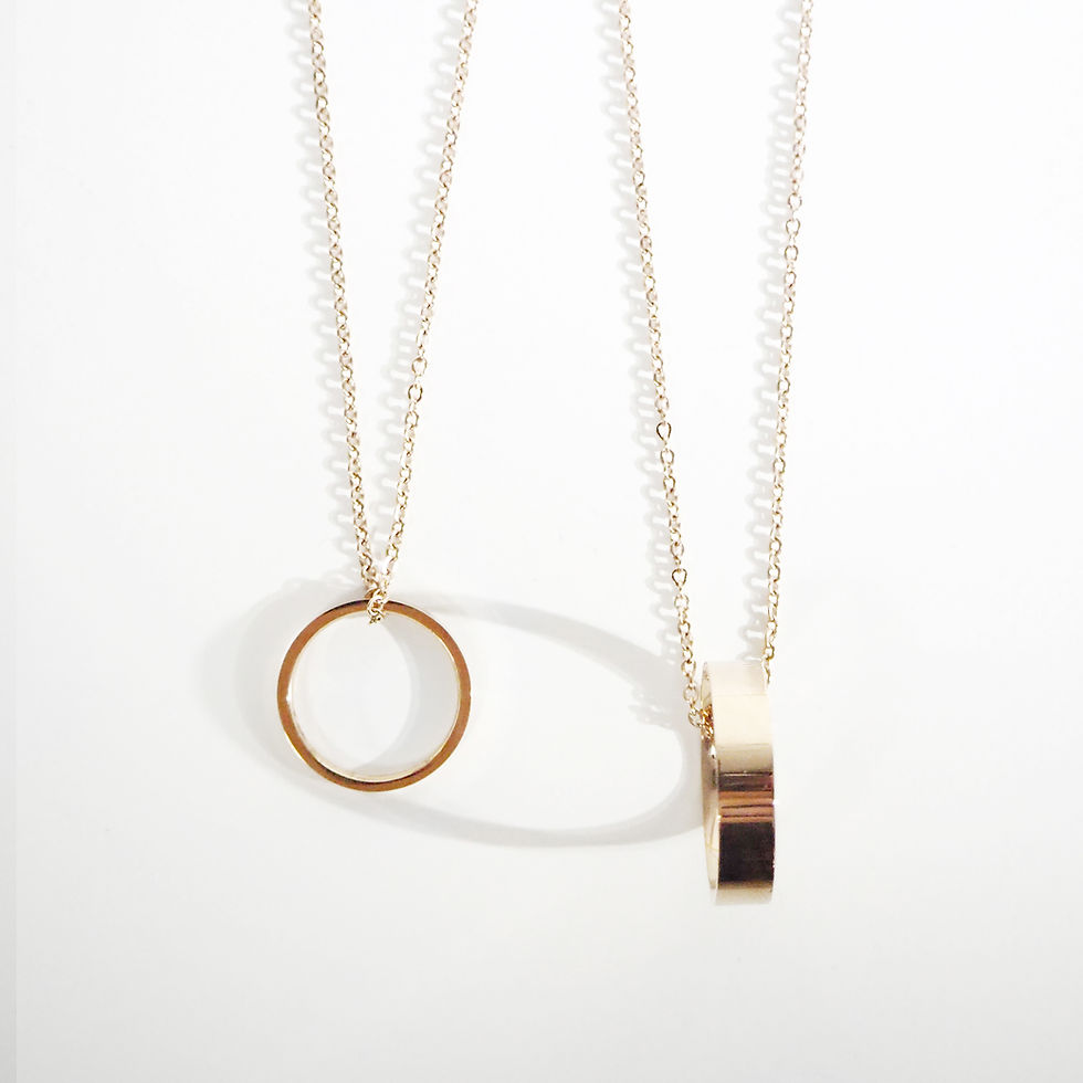 縮圖：18K Rose Gold Personalized Engraving Minimal Ring Necklace